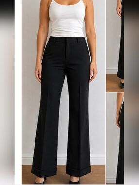 Body by Victoria The Eva Fit Black Dress Pants Size 6 Cuffed Straight Leg Career